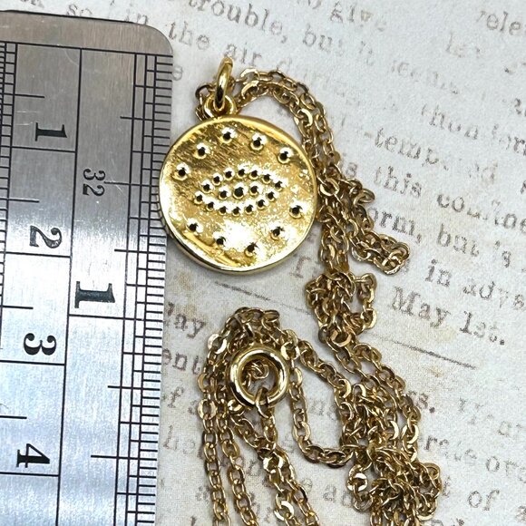 Yellow Gold Plated Evil Eye Symbol Pendant Charm Necklace With Clear Stones - Picture 2 of 9